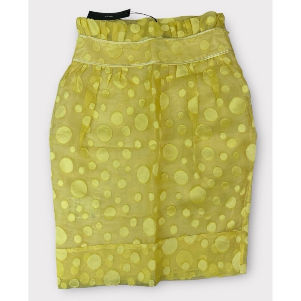 New Hugo Boss Womans Sz 2 Skirt Silk Pencil Zip Yellow Mod Retro Dopamine Art